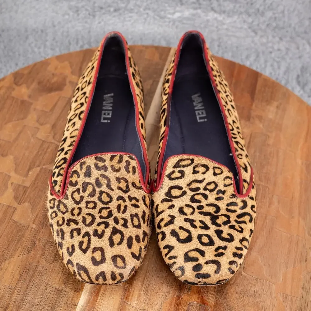 Vaneli‎ Slip-on Flat Women's Sz 6M Tan Black Red TrimHaircalf Cheetah Print